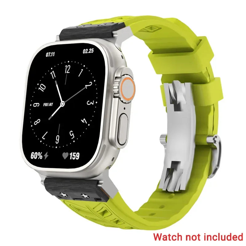 Fluoro rubber Folding Buckle Strap for Apple Watch Watch Band - 14 Colors
