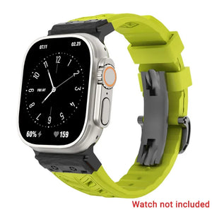Fluoro rubber Folding Buckle Strap for Apple Watch Watch Band - 14 Colors