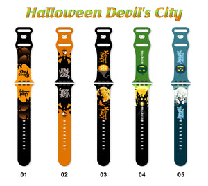 Halloween Printed Silicone Apple Watch Band - 5 Color Options 38mm - 49mm