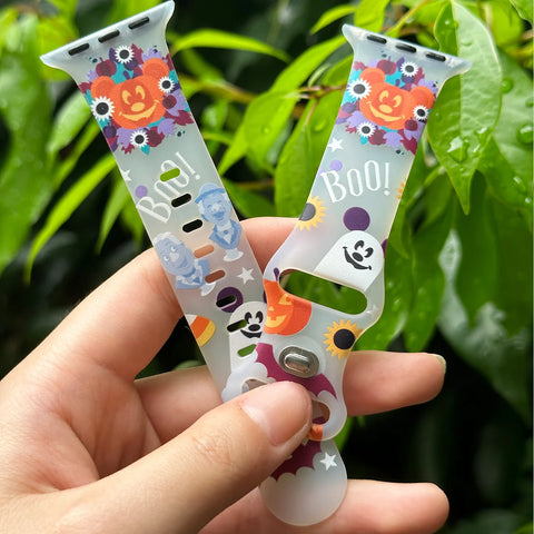 Halloween Transparent Pumpkin Print Silicone Band for Apple Watch 38mm - 49mm - 