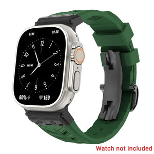 Fluoro rubber Folding Buckle Strap for Apple Watch Watch Band - 14 Colors
