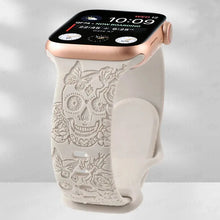 Load image into Gallery viewer, Skull Engraved Silicone Apple Watch Band - 8 Color options 38mm - 49mm Axios Bands
