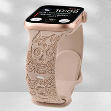 Load image into Gallery viewer, Skull Engraved Silicone Apple Watch Band - 8 Color options 38mm - 49mm Axios Bands
