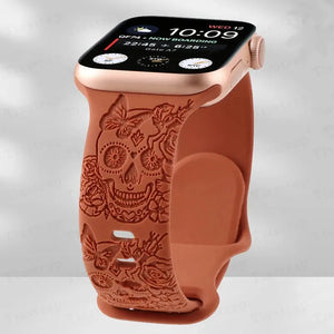 Skull Engraved Silicone Apple Watch Band - 8 Color options 38mm - 49mm Axios Bands