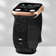 Load image into Gallery viewer, Skull Engraved Silicone Apple Watch Band - 8 Color options 38mm - 49mm Axios Bands
