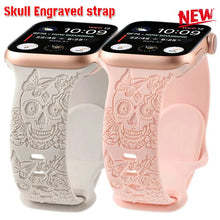 Load image into Gallery viewer, Skull Engraved Silicone Apple Watch Band - 8 Color options 38mm - 49mm Axios Bands
