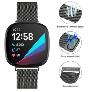 Stainless Steel  Magnetic Metal Fitbit for Versa, Versa Lite, Versa 2, Versa 3, Versa 4, and Versa Sense - 7 color options Axios Bands