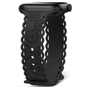 Sunflower Engraved Silicone Strap for Apple Watch Band - 11 Colors Axios Bands