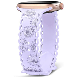 Sunflower Engraved Silicone Strap for Apple Watch Band - 11 Colors Axios Bands