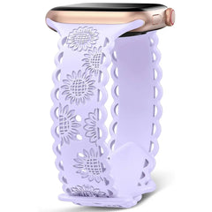 Sunflower Engraved Silicone Strap for Apple Watch Band - 11 Colors - 