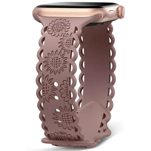 Sunflower Engraved Silicone Strap for Apple Watch Band - 11 Colors Axios Bands