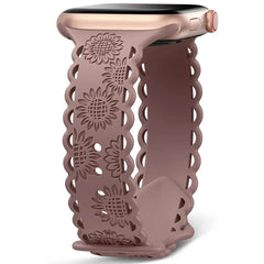 Sunflower Engraved Silicone Strap for Apple Watch Band - 11 Colors - 