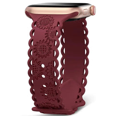Sunflower Engraved Silicone Strap for Apple Watch Band - 11 Colors - 
