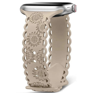 Sunflower Engraved Silicone Strap for Apple Watch Band - 11 Colors Axios Bands