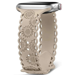 Sunflower Engraved Silicone Strap for Apple Watch Band - 11 Colors - 