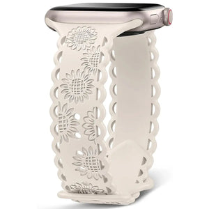 Sunflower Engraved Silicone Strap for Apple Watch Band - 11 Colors Axios Bands