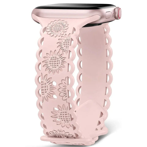 Sunflower Engraved Silicone Strap for Apple Watch Band - 11 Colors - 