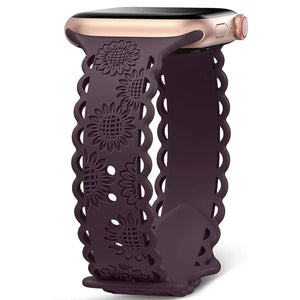 Sunflower Engraved Silicone Strap for Apple Watch Band - 11 Colors Axios Bands