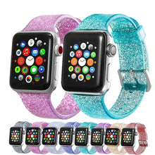 Load image into Gallery viewer, Transparent Glitter Silicone Apple Watch Bands - 8 color options 38mm - 49mm Axios Bands
