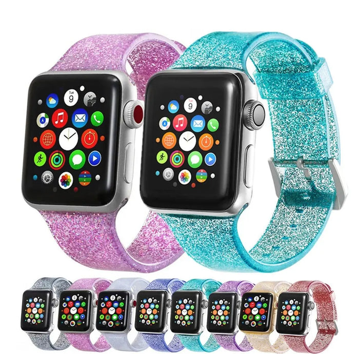 Transparent Glitter Silicone Apple Watch Bands - 8 color options 38mm - 49mm Axios Bands