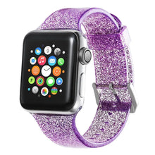 Load image into Gallery viewer, Transparent Glitter Silicone Apple Watch Bands - 8 color options 38mm - 49mm Axios Bands
