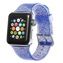 Load image into Gallery viewer, Transparent Glitter Silicone Apple Watch Bands - 8 color options 38mm - 49mm Axios Bands
