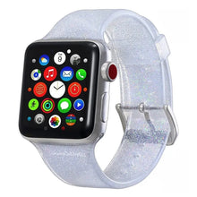 Load image into Gallery viewer, Transparent Glitter Silicone Apple Watch Bands - 8 color options 38mm - 49mm Axios Bands
