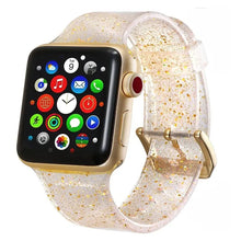 Load image into Gallery viewer, Transparent Glitter Silicone Apple Watch Bands - 8 color options 38mm - 49mm Axios Bands
