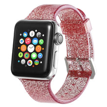 Load image into Gallery viewer, Transparent Glitter Silicone Apple Watch Bands - 8 color options 38mm - 49mm Axios Bands
