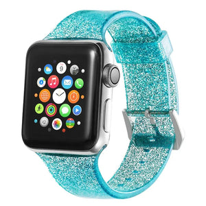 Transparent Glitter Silicone Apple Watch Bands - 8 color options 38mm - 49mm Axios Bands