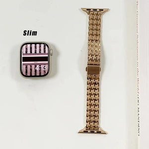 Women’s  Gold Leather & Metal Bracelet For Apple Watch Band - 8 Colors Axios Bands